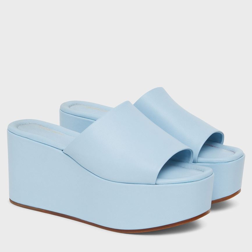 Women\'s Mansur Gavriel Platform Mules Light Blue | AU 5981XT